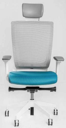 Ортопедическое кресло Falto Trium Белое с синим сиденьем